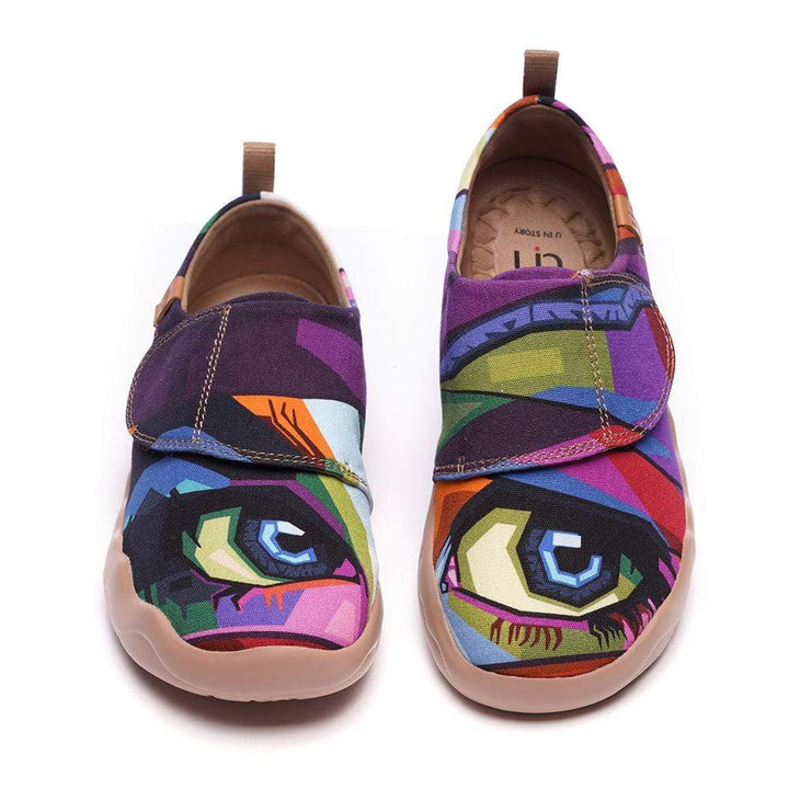 UIN Footwear Kids -Looking at You- Modern Art Painted Kids Casual Shoes Canvas loafers