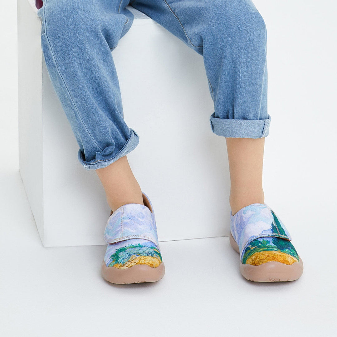 UIN Footwear Kids Van Gogh Wheatfield with Cypresses Kids Canvas loafers