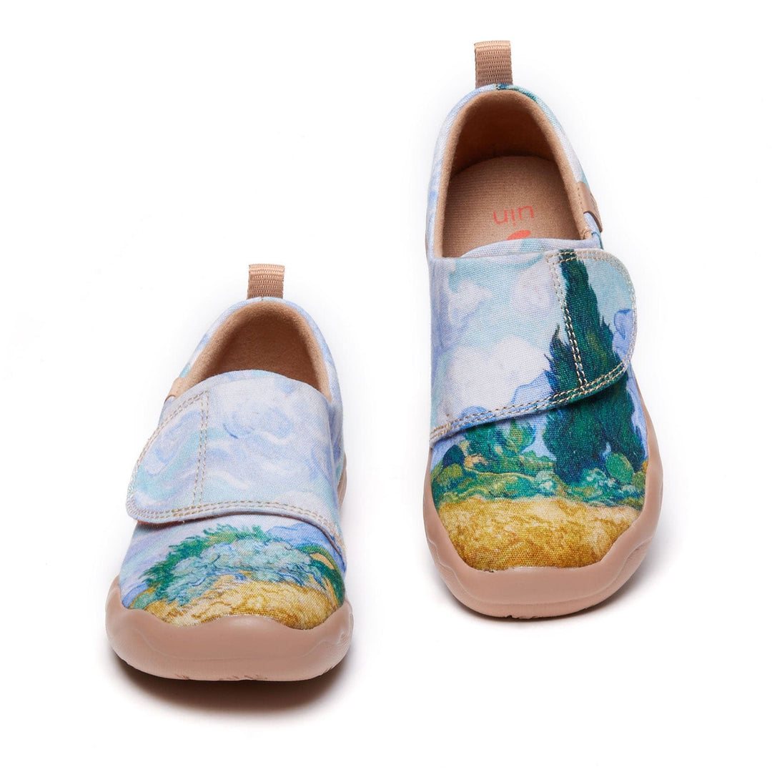 UIN Footwear Kid Van Gogh Wheatfield with Cypresses Kid Canvas loafers