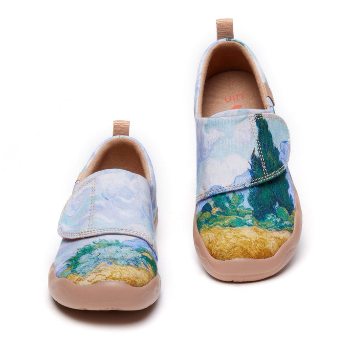 UIN Footwear Kids Van Gogh Wheatfield with Cypresses Kids Canvas loafers