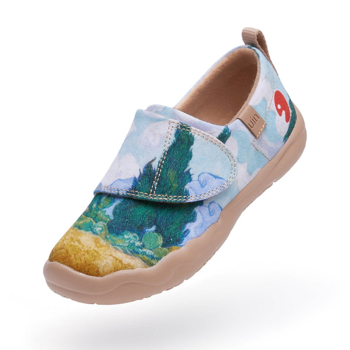 UIN Footwear Kids Van Gogh Wheatfield with Cypresses Kids Canvas loafers