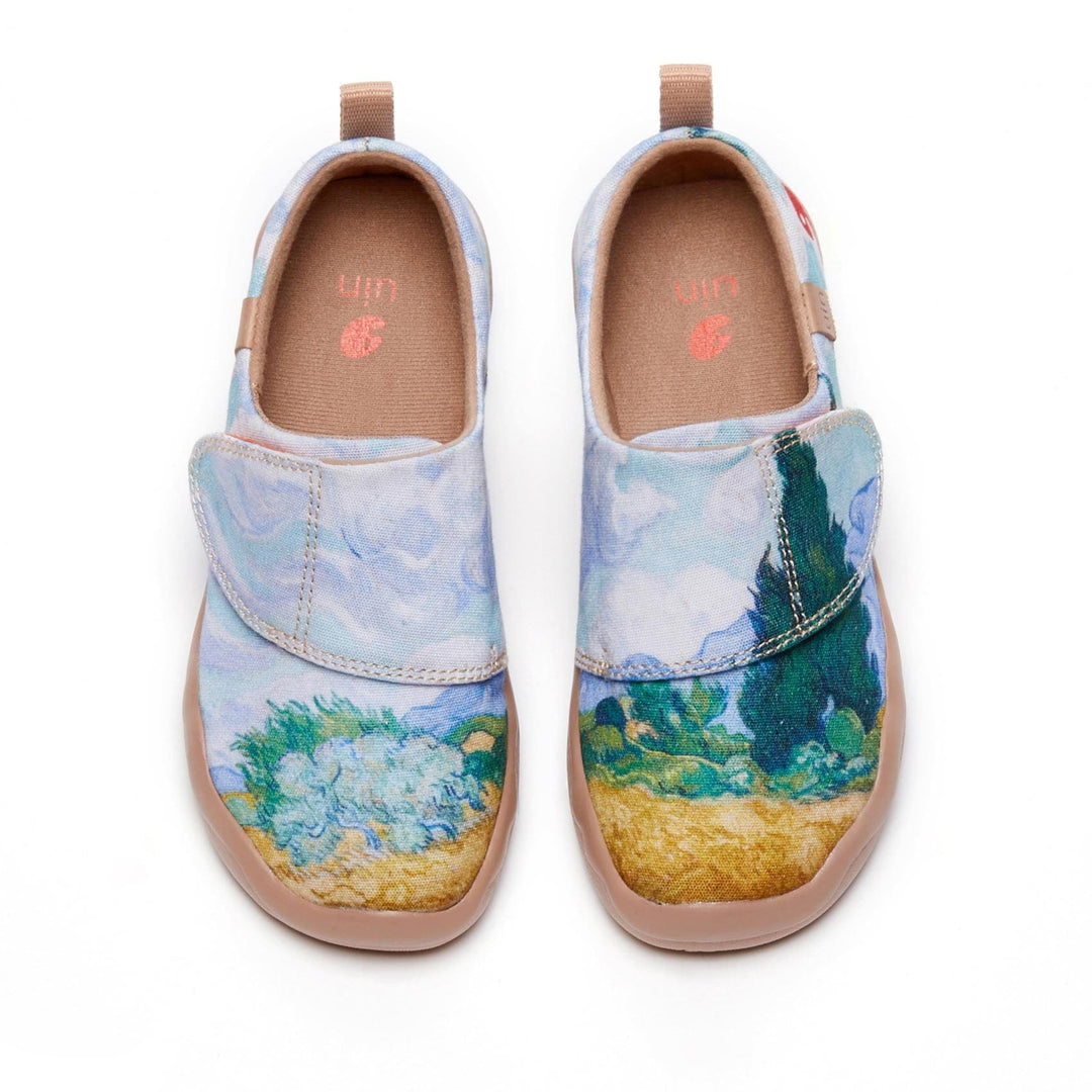 UIN Footwear Kids Van Gogh Wheatfield with Cypresses Kids Canvas loafers