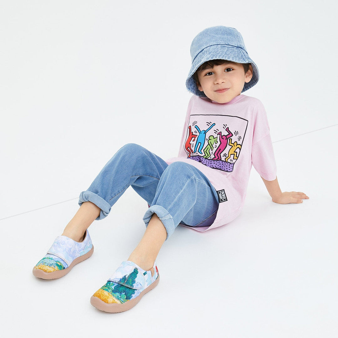 UIN Footwear Kids Van Gogh Wheatfield with Cypresses Kids Canvas loafers