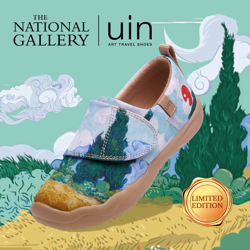 UIN Footwear Kids Van Gogh Wheatfield with Cypresses Kids Canvas loafers