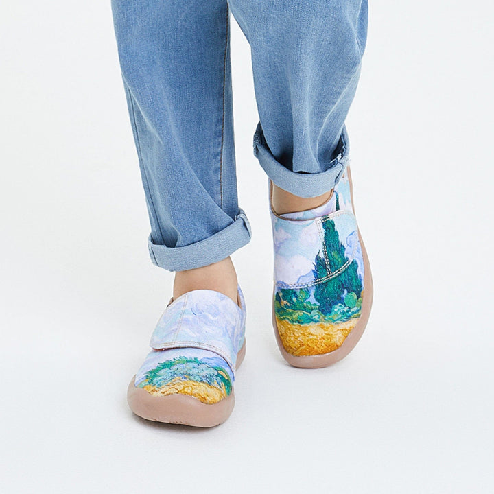 UIN Footwear Kids Van Gogh Wheatfield with Cypresses Kids Canvas loafers