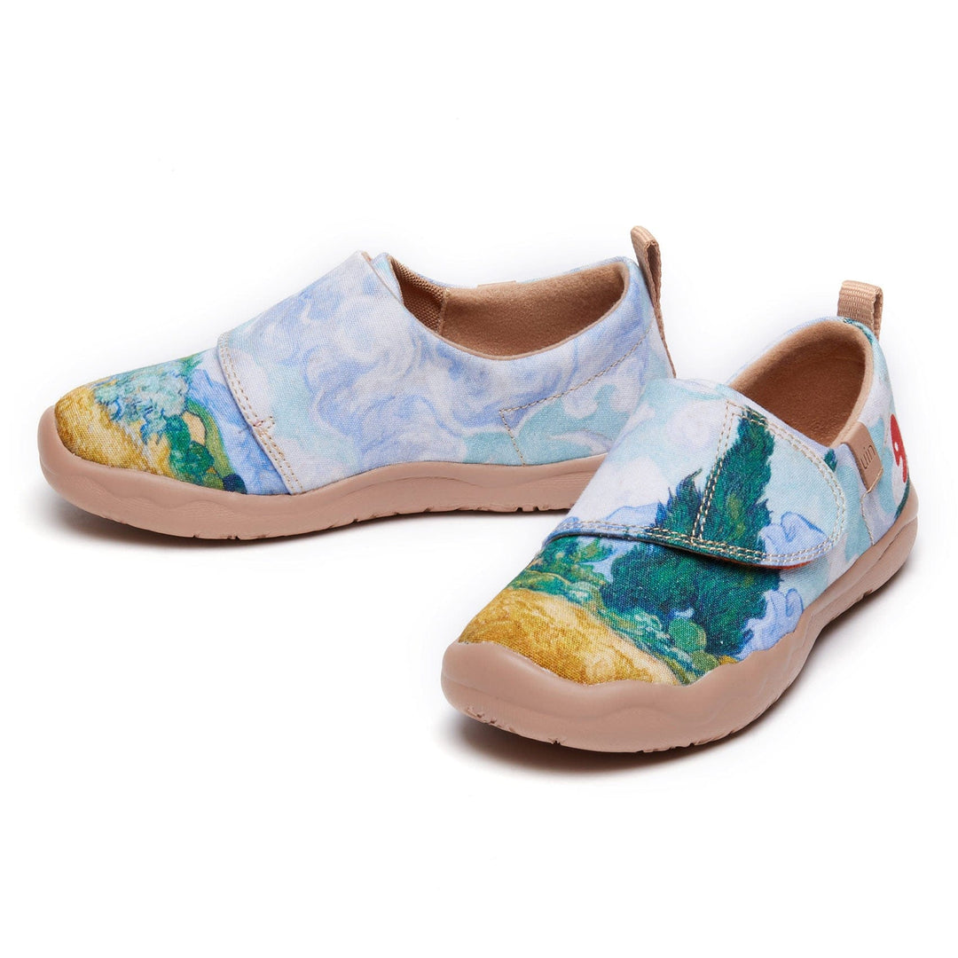 UIN Footwear Kids Van Gogh Wheatfield with Cypresses Kids Canvas loafers