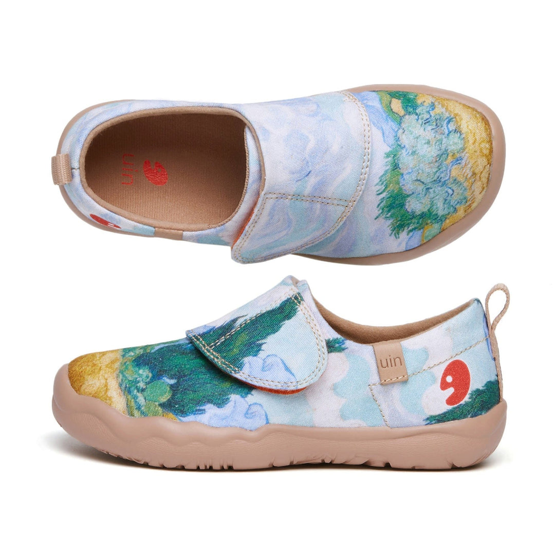 UIN Footwear Kids Van Gogh Wheatfield with Cypresses Kids Canvas loafers