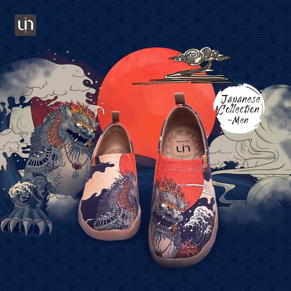 UIN Footwear Men -Creature- Men Art Painted Canvas Fashion Loafers Canvas loafers