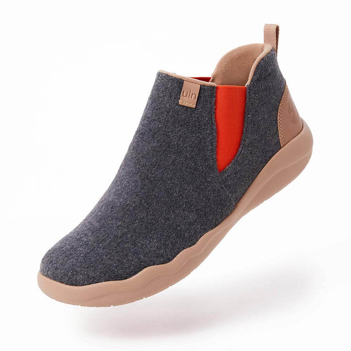 UIN Footwear Men Granada Deep Grey Wool Boots Men Canvas loafers