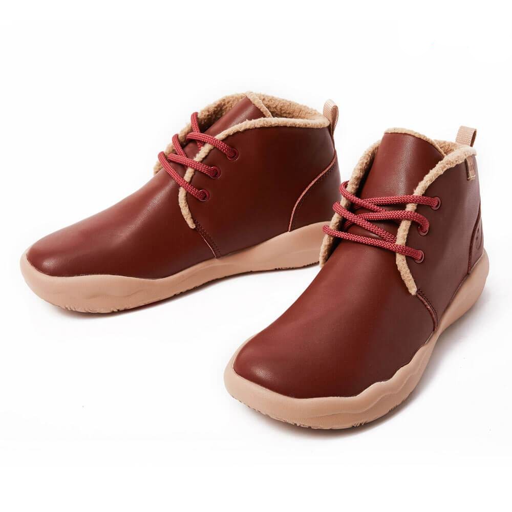 UIN Footwear Men (Pre-sale) Bilbao Burgundy Split Leather Lace-up Boots Men Canvas loafers