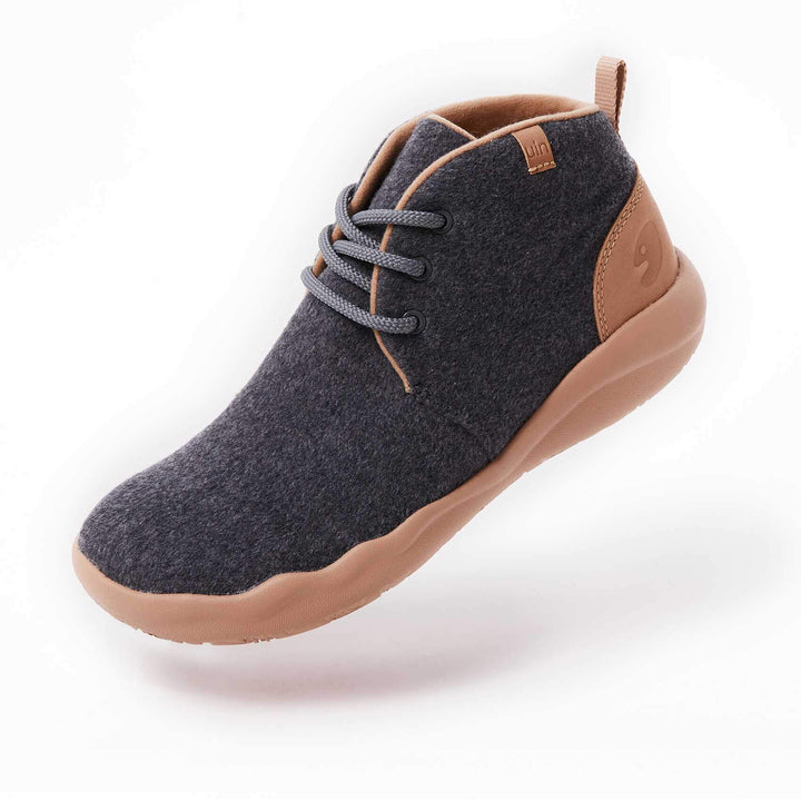 UIN Footwear Men (Pre-sale) Bilbao Deep Grey Wool Lace-up Boots Men Canvas loafers