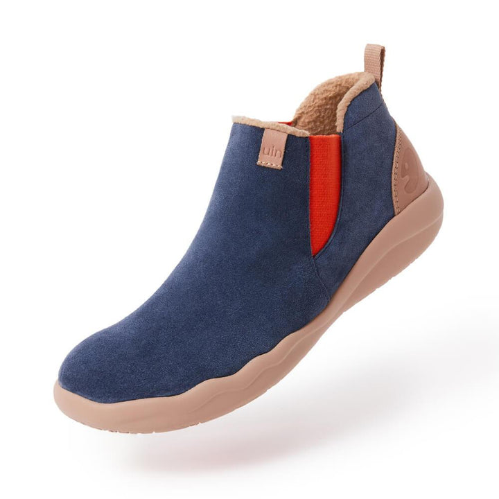 UIN Footwear Men (Pre-sale) Granada Deep Blue Cow Suede Boots Men Canvas loafers