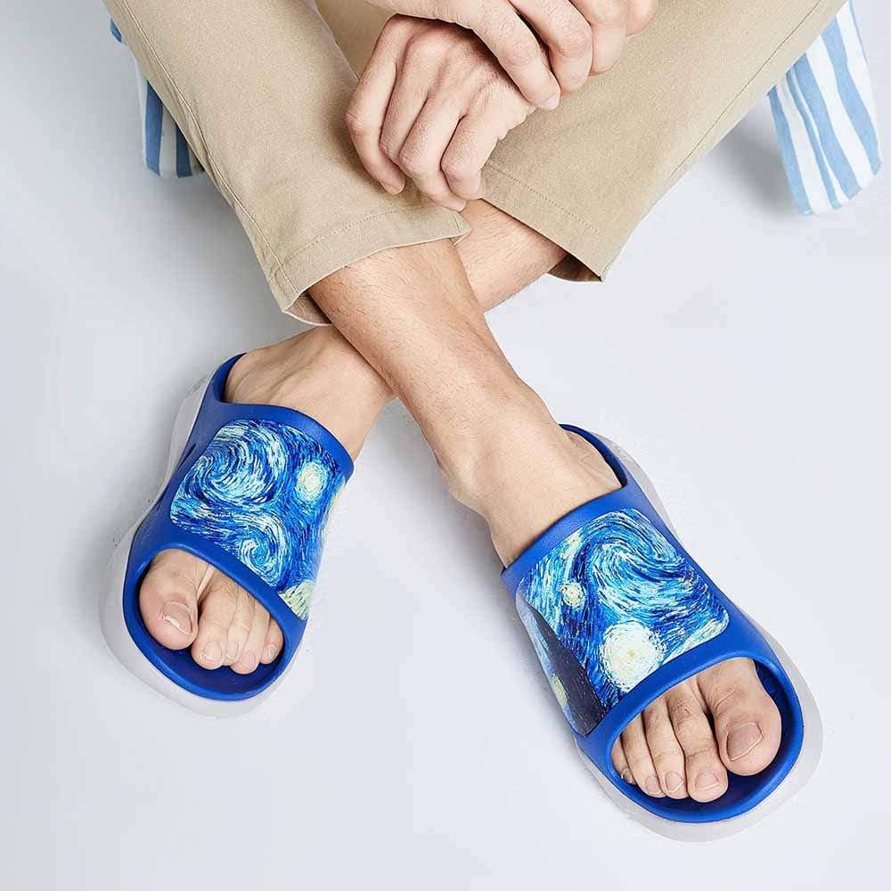 UIN Footwear Men Starry Night II Ibiza Slides Canvas loafers