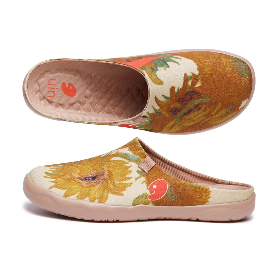 UIN Footwear Men Van Gogh Sunflowers Malaga Slipper Men Canvas loafers