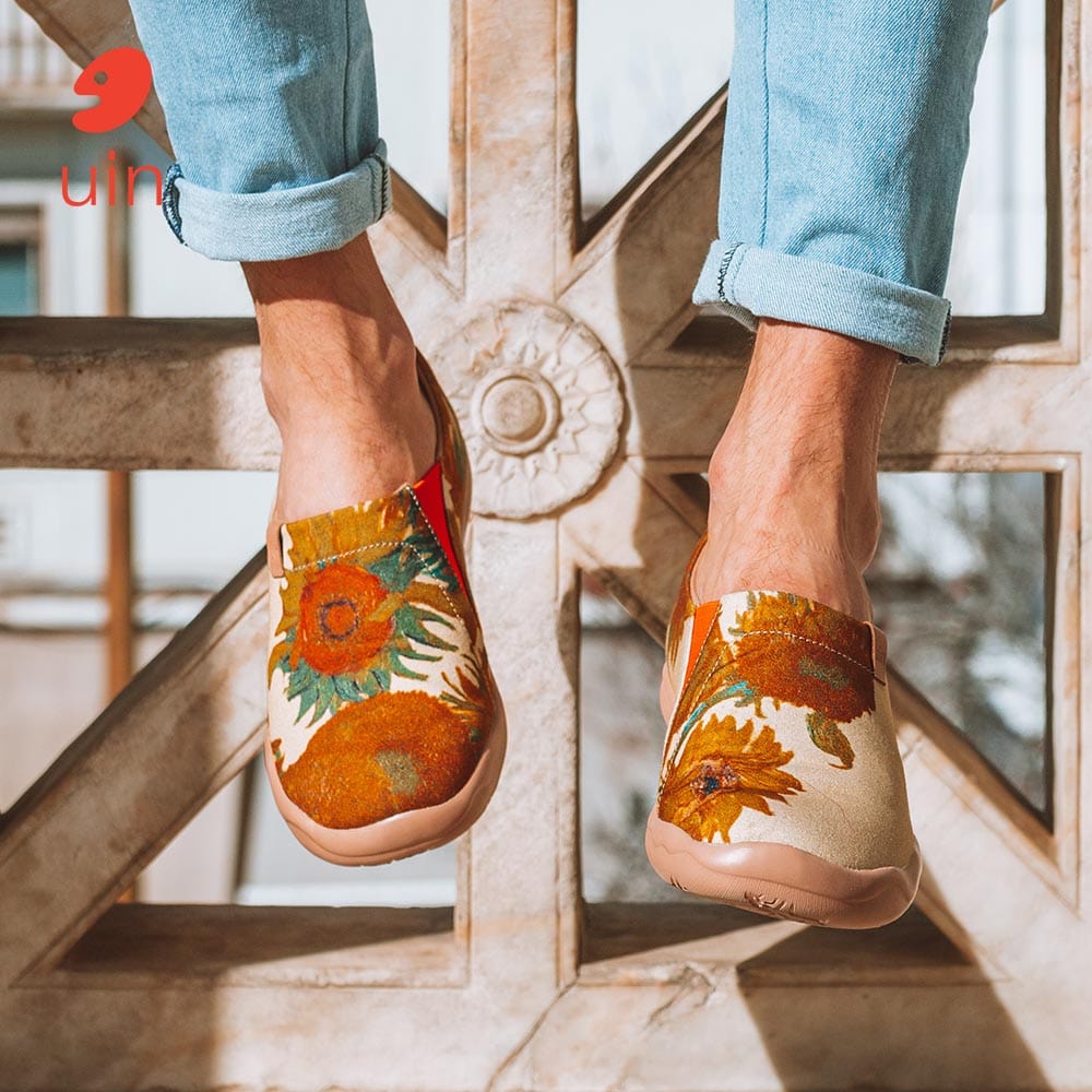 UIN Footwear Men Van Gogh Sunflowers Men Canvas loafers