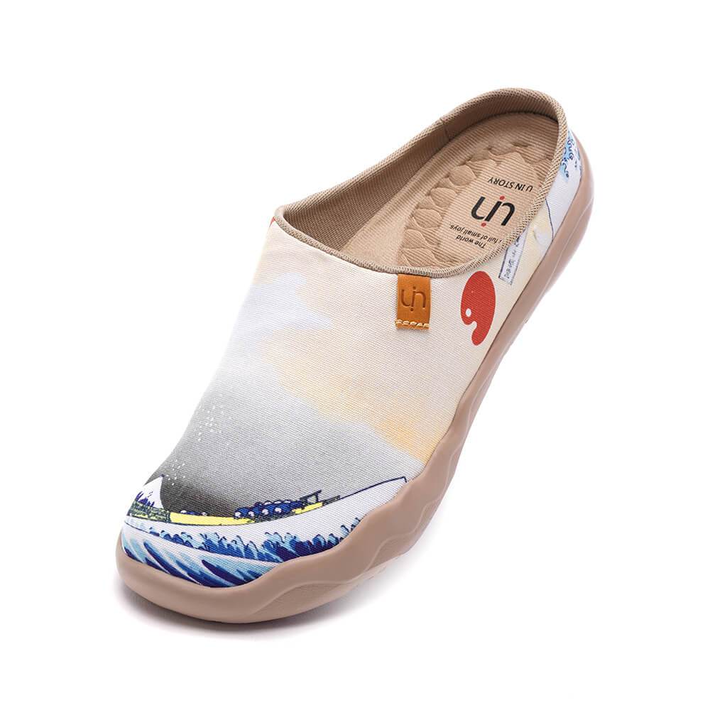 UIN Footwear Women Great Wave off Kanagawa Slipper Canvas loafers