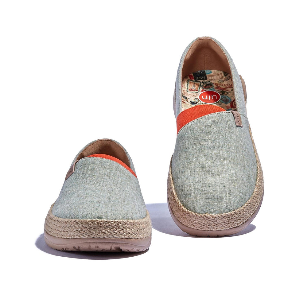 UIN Footwear Women Grey Green Marbella I Women Canvas loafers