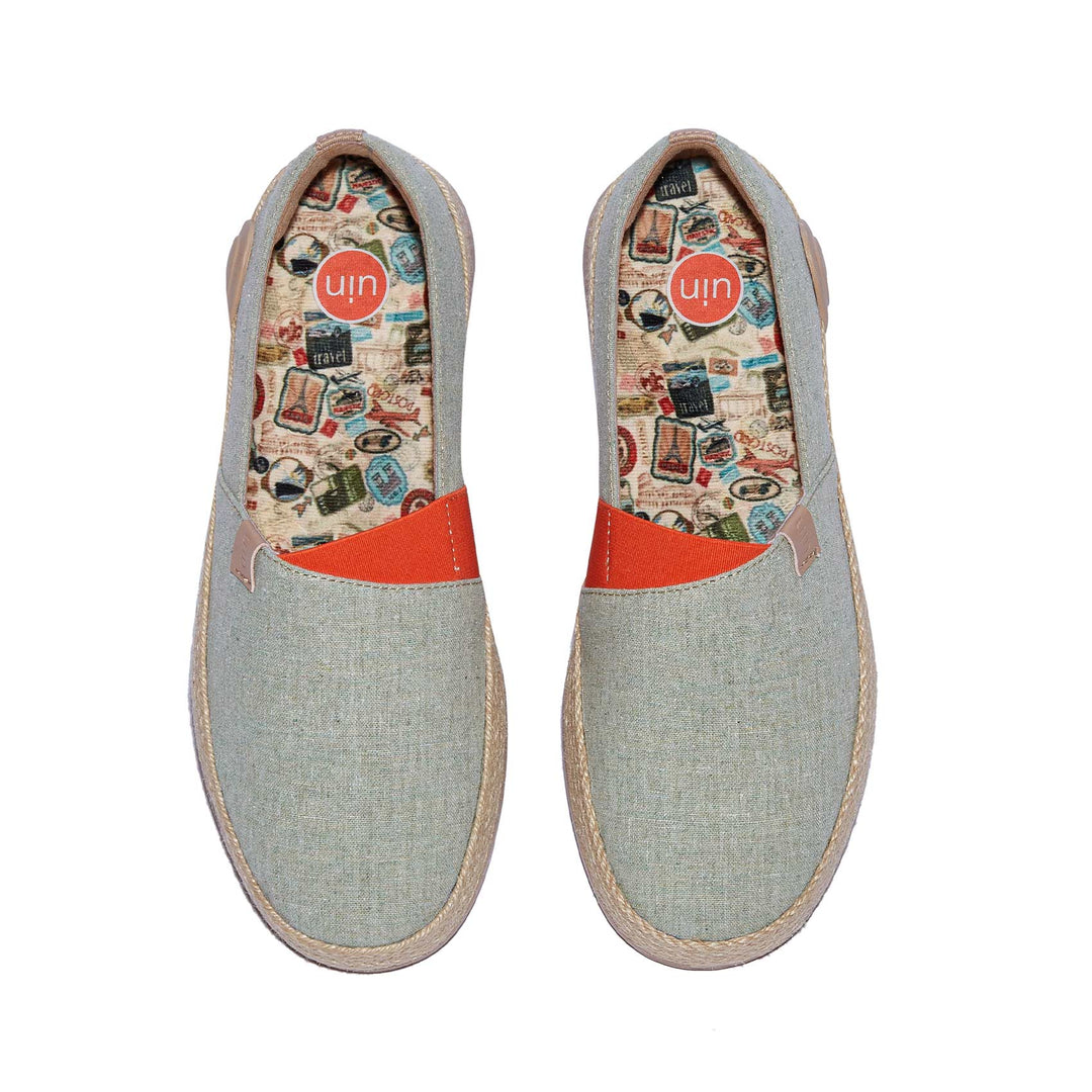 UIN Footwear Women Grey Green Marbella I Women Canvas loafers