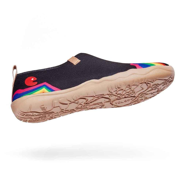 UIN Footwear Women Rainbow Love Black Women Canvas loafers