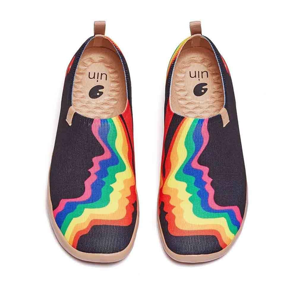 UIN Footwear Women Rainbow Love Black Women Canvas loafers