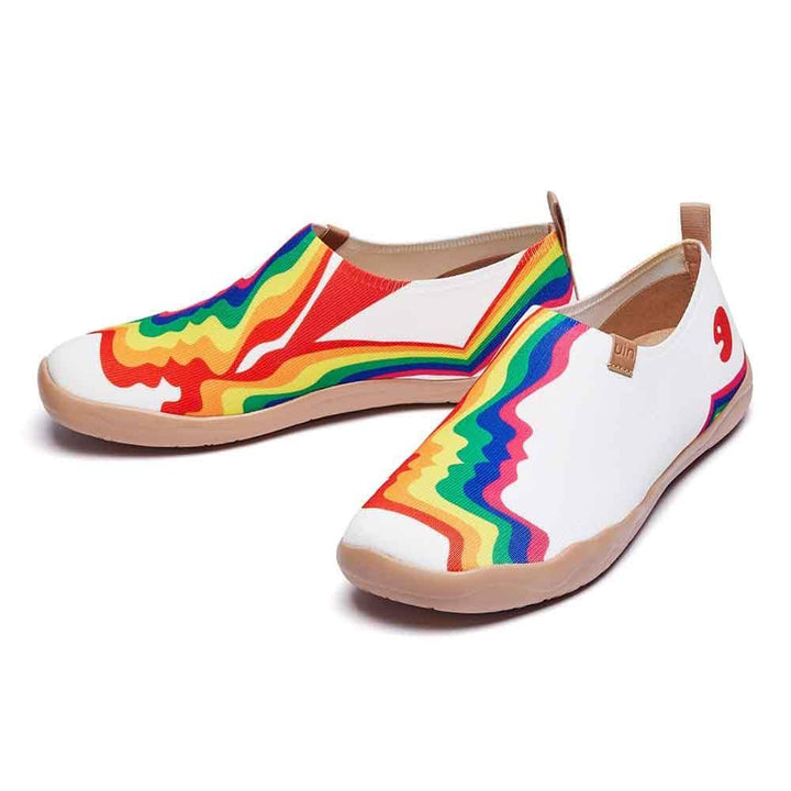 UIN Footwear Women Rainbow Love White Women Canvas loafers