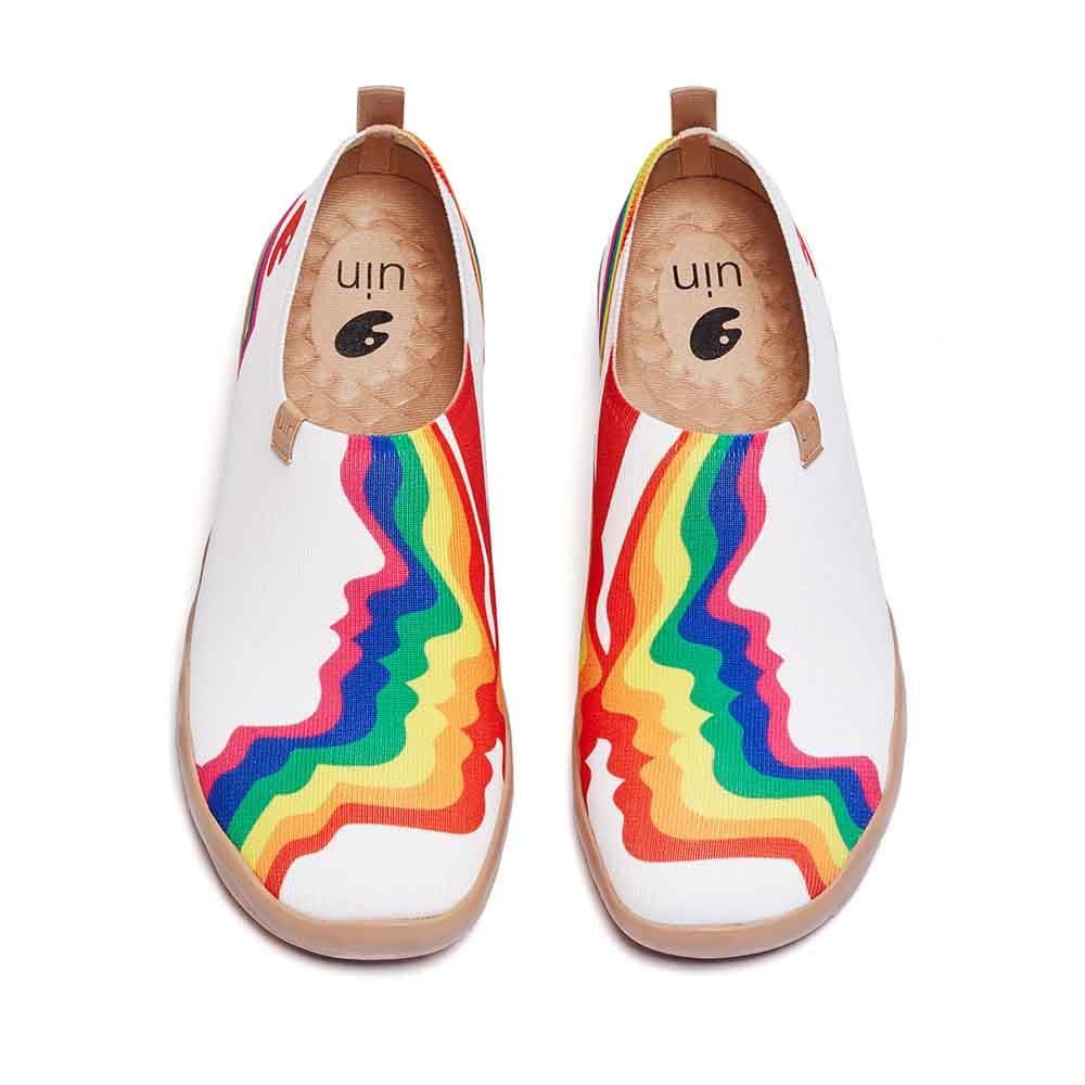 UIN Footwear Women Rainbow Love White Women Canvas loafers