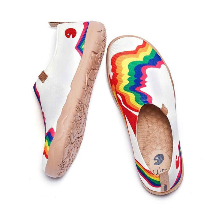 UIN Footwear Women Rainbow Love White Women Canvas loafers