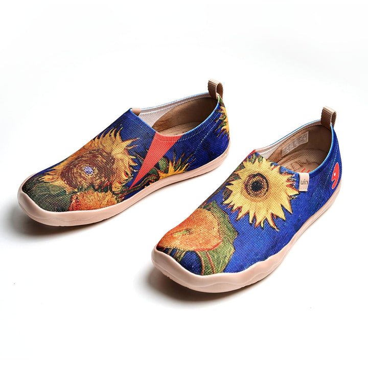 UIN Footwear Women UIN Women's Slip Ons Canvas Lightweight Sneakers Loafers Art Painted Travel Shoes Sunflower II Canvas loafers