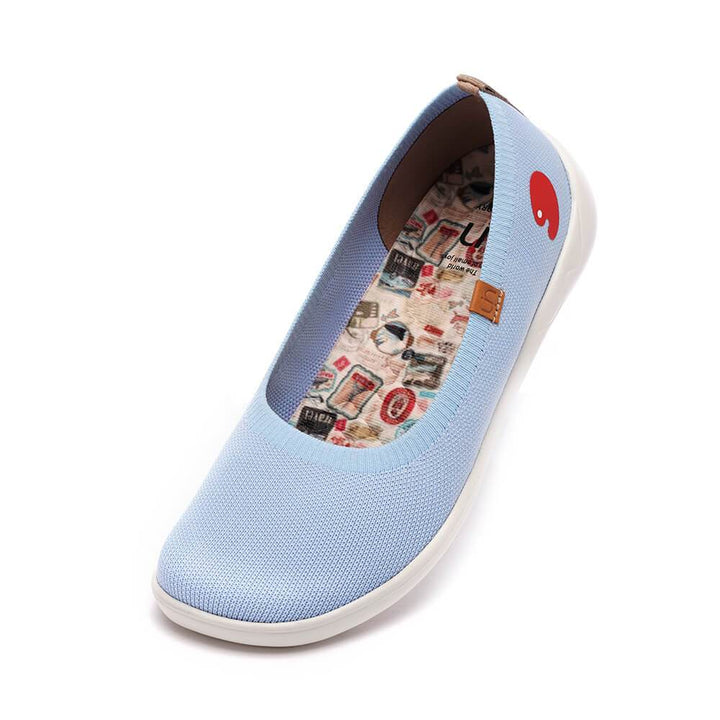 UIN Footwear Women Valencia Knitted Light Blue Canvas loafers