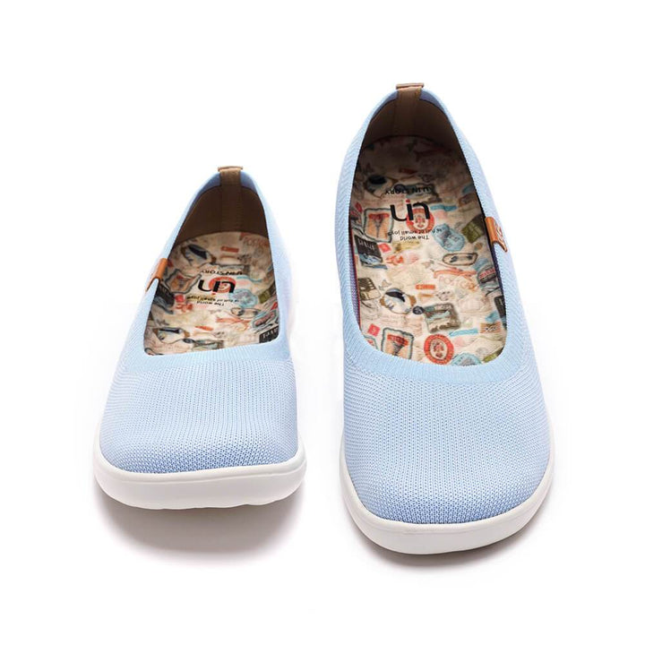 UIN Footwear Women Valencia Knitted Light Blue Canvas loafers