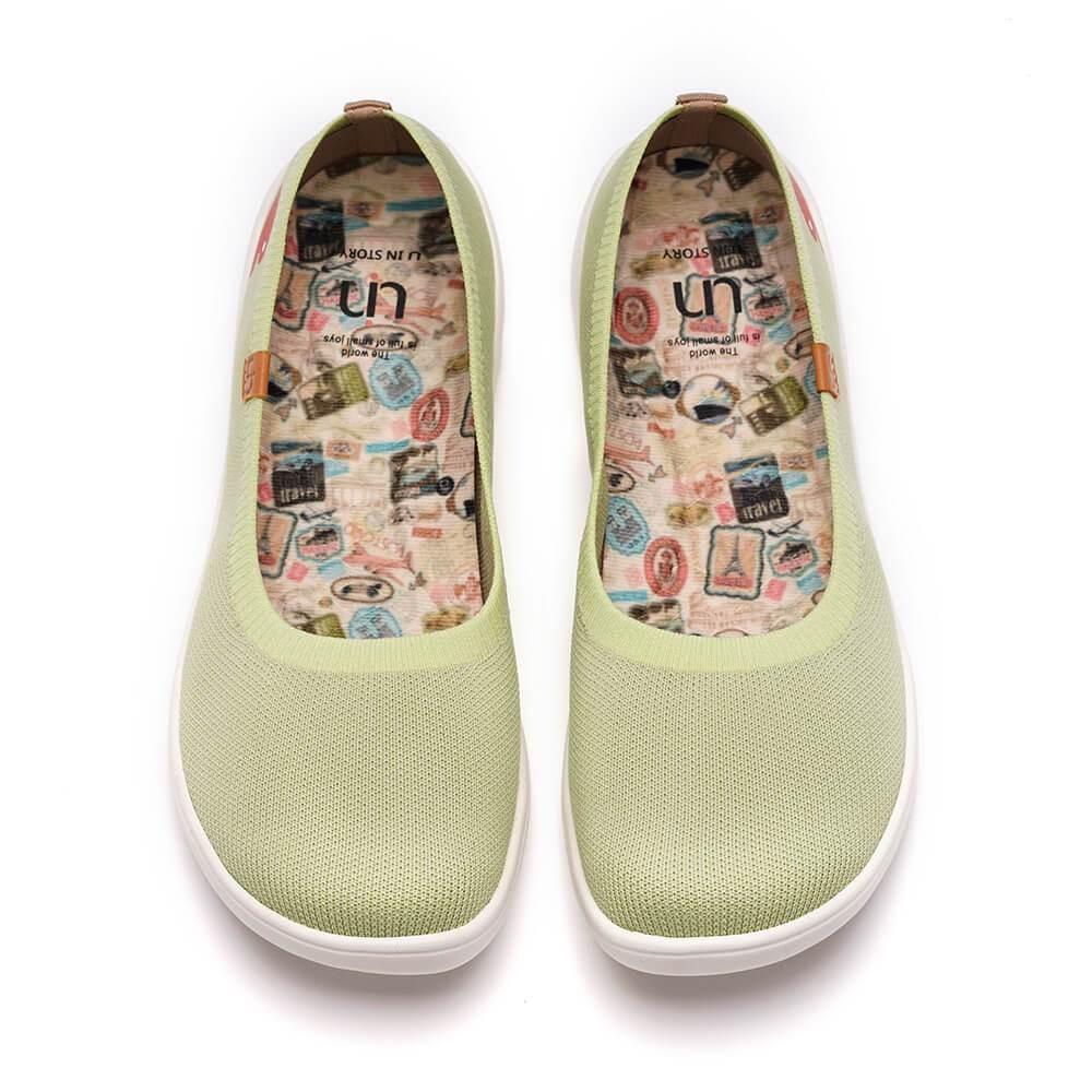 UIN Footwear Women Valencia Knitted Light Green Canvas loafers