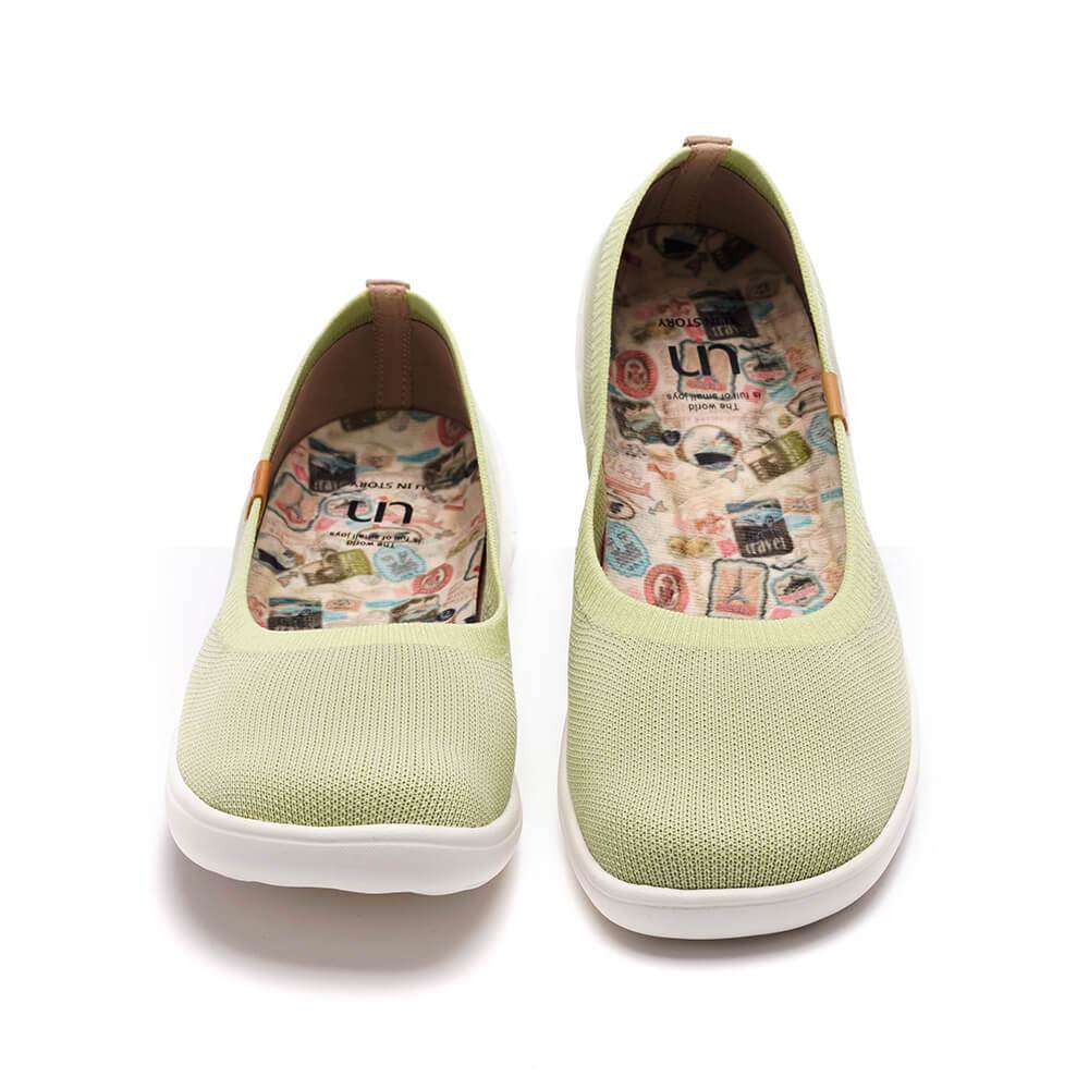 UIN Footwear Women Valencia Knitted Light Green Canvas loafers