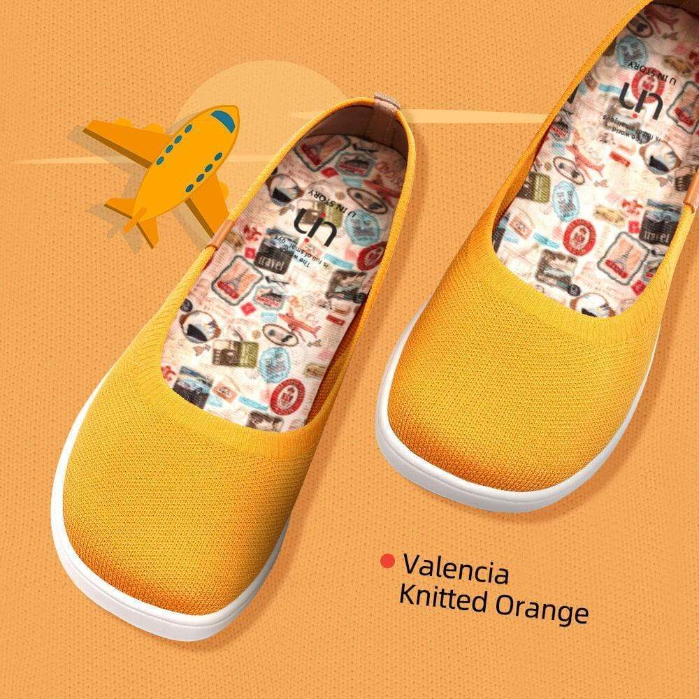 UIN Footwear Women Valencia Knitted Orange Canvas loafers