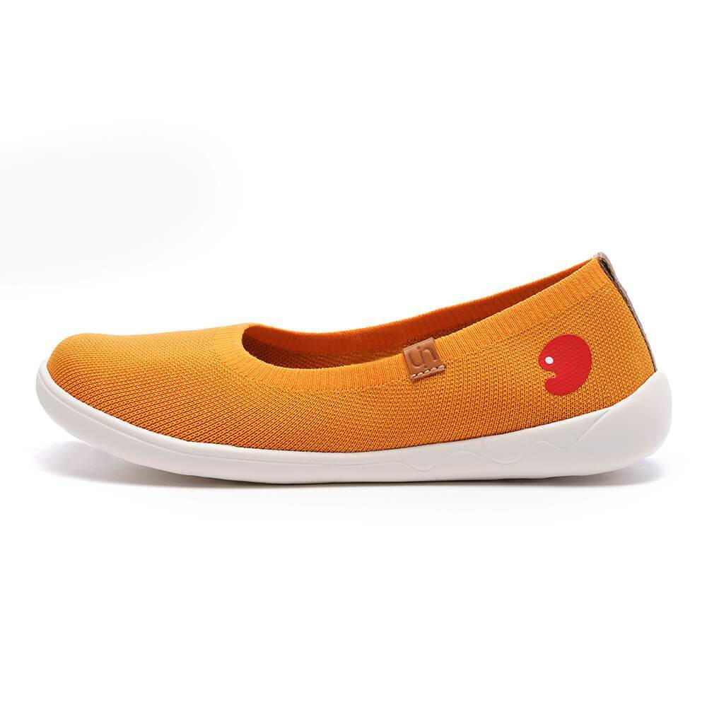 UIN Footwear Women Valencia Knitted Orange Canvas loafers