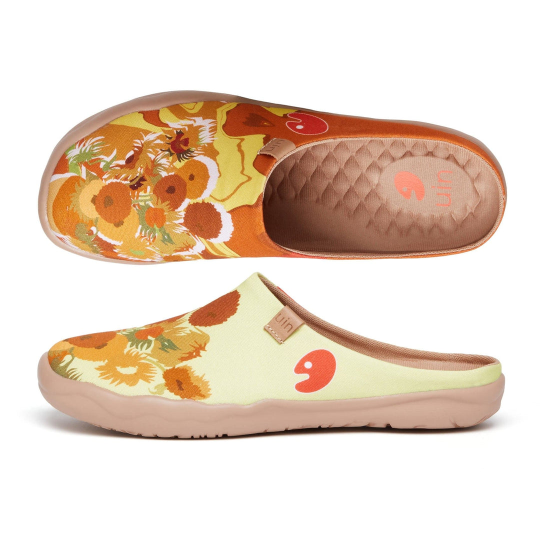 UIN Footwear Women Van Gogh Sunflowers V1 Malaga Slipper Women Canvas loafers