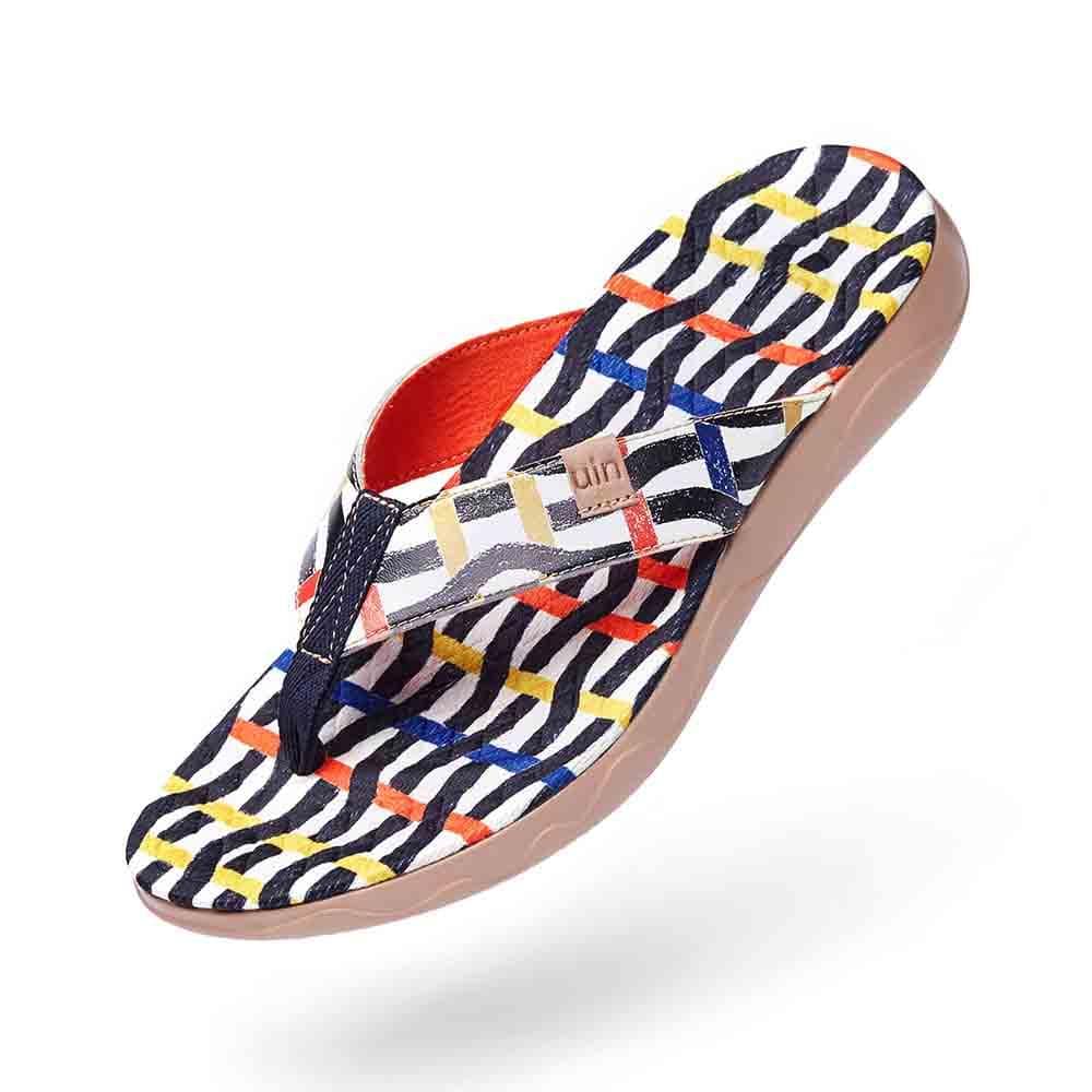 UIN Footwear Women Weaving Line Women Majorca Flip Flops Canvas loafers