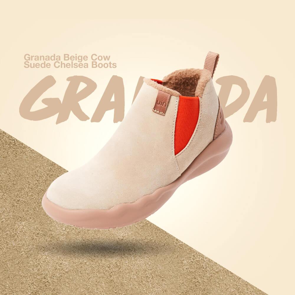 Granada Beige Cow Suede Boots Kid Kid UIN