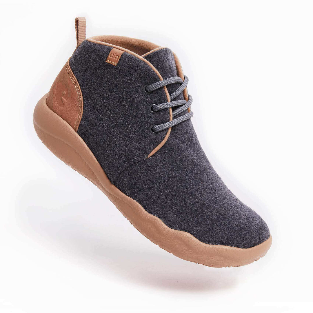 Bilbao Deep Grey Wool Lace-up Boots Men Men UIN