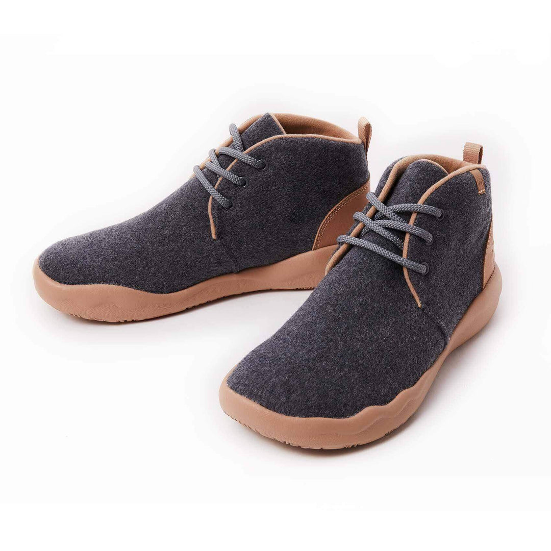 Bilbao Deep Grey Wool Lace-up Boots Men Men UIN