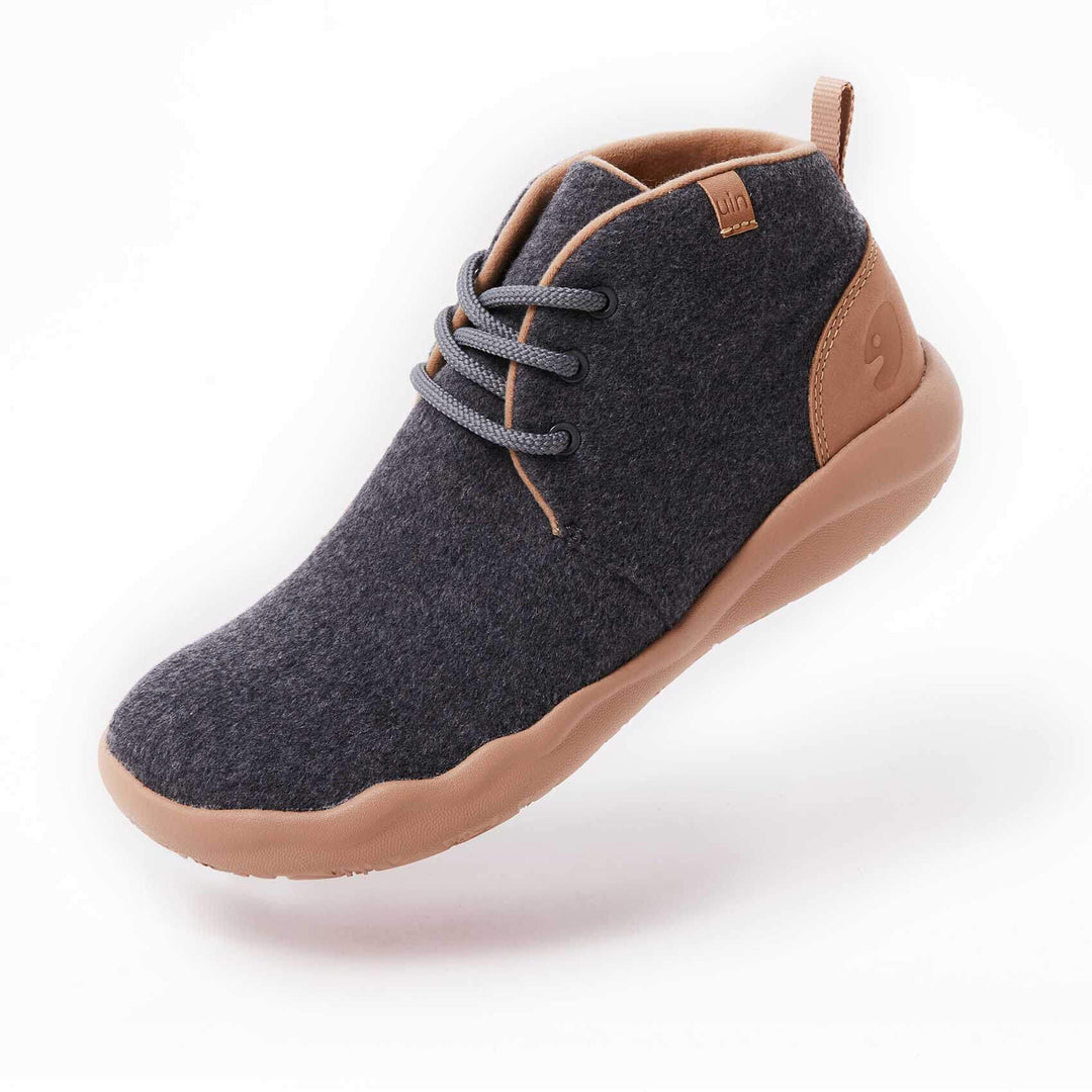 Bilbao Deep Grey Wool Lace-up Boots Men Men UIN