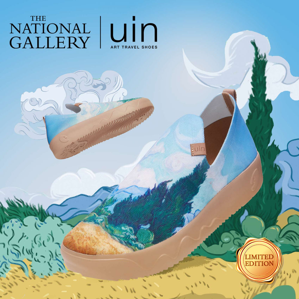 UIN Footwear Men Van Gogh Wheatfield with Cypresses Fuerteventura Men Canvas loafers