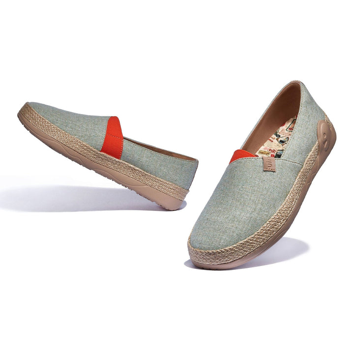 UIN Footwear Women Grey Green Marbella I Women Canvas loafers