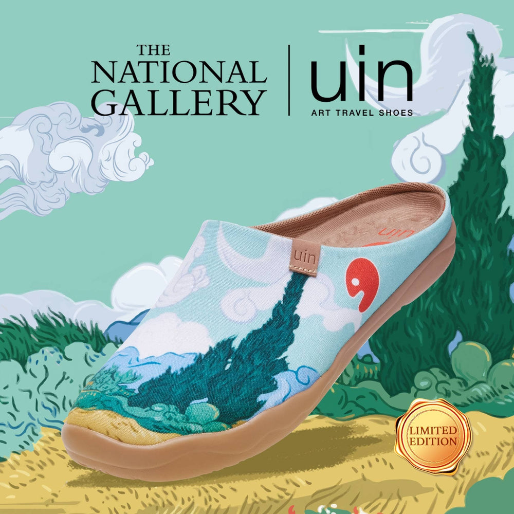 UIN Footwear Women Van Gogh Wheatfield with Cypresses Malaga Slipper Women Canvas loafers